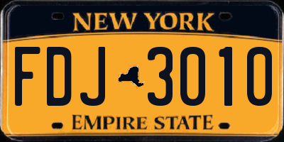 NY license plate FDJ3010