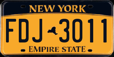 NY license plate FDJ3011
