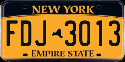 NY license plate FDJ3013