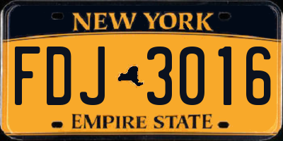NY license plate FDJ3016