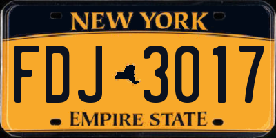 NY license plate FDJ3017