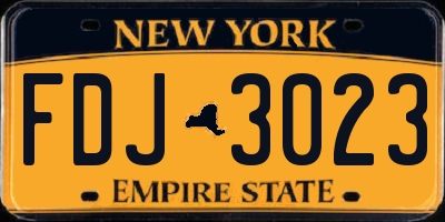 NY license plate FDJ3023