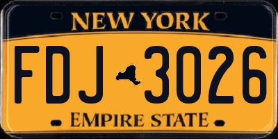 NY license plate FDJ3026