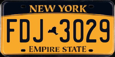 NY license plate FDJ3029