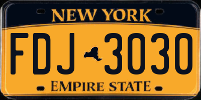 NY license plate FDJ3030
