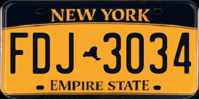 NY license plate FDJ3034
