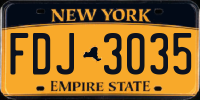 NY license plate FDJ3035