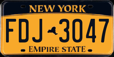 NY license plate FDJ3047