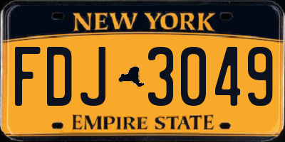 NY license plate FDJ3049