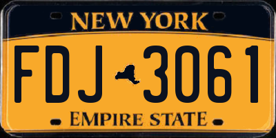 NY license plate FDJ3061