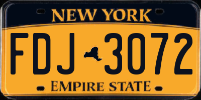 NY license plate FDJ3072