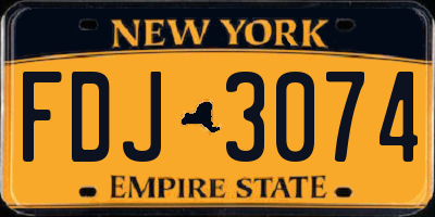 NY license plate FDJ3074