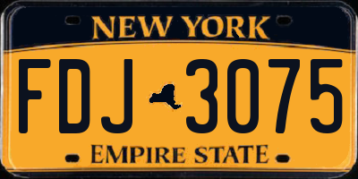 NY license plate FDJ3075