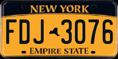 NY license plate FDJ3076