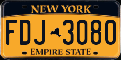 NY license plate FDJ3080