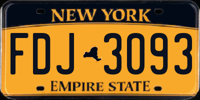 NY license plate FDJ3093
