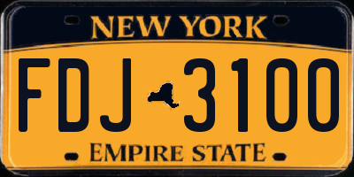 NY license plate FDJ3100