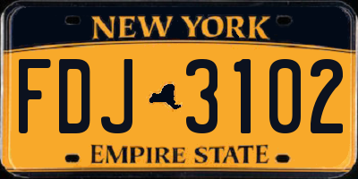 NY license plate FDJ3102