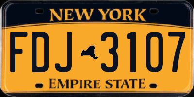 NY license plate FDJ3107