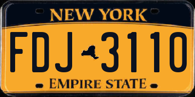 NY license plate FDJ3110