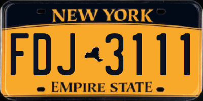 NY license plate FDJ3111