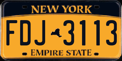 NY license plate FDJ3113