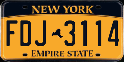 NY license plate FDJ3114