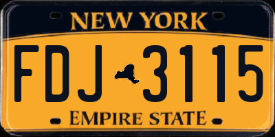 NY license plate FDJ3115