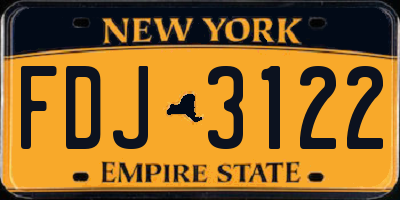 NY license plate FDJ3122