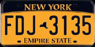NY license plate FDJ3135