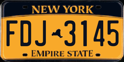 NY license plate FDJ3145