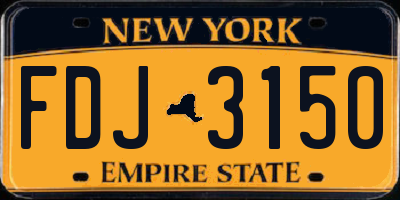 NY license plate FDJ3150