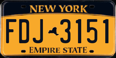 NY license plate FDJ3151