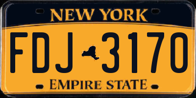 NY license plate FDJ3170