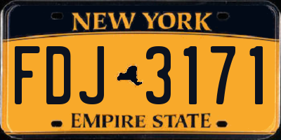 NY license plate FDJ3171