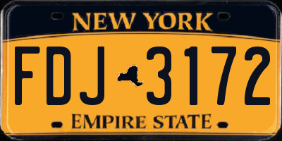 NY license plate FDJ3172