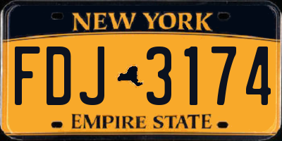 NY license plate FDJ3174