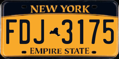 NY license plate FDJ3175