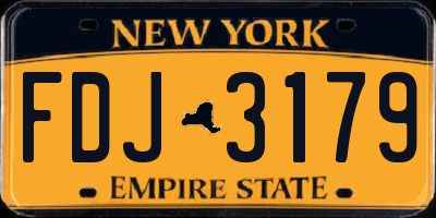 NY license plate FDJ3179