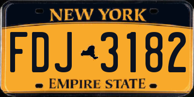 NY license plate FDJ3182