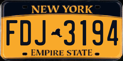 NY license plate FDJ3194