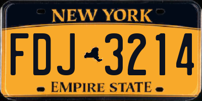 NY license plate FDJ3214