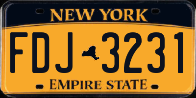 NY license plate FDJ3231