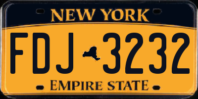 NY license plate FDJ3232