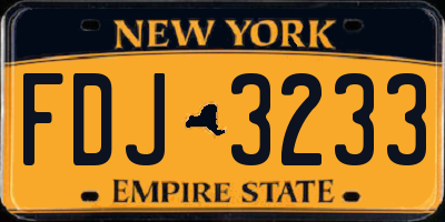 NY license plate FDJ3233