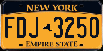NY license plate FDJ3250