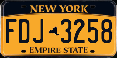 NY license plate FDJ3258