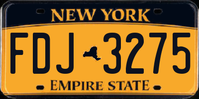 NY license plate FDJ3275