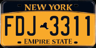 NY license plate FDJ3311