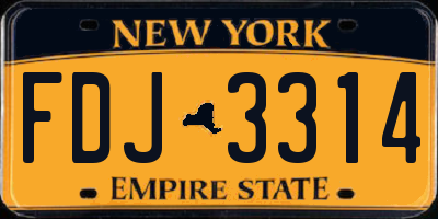 NY license plate FDJ3314
